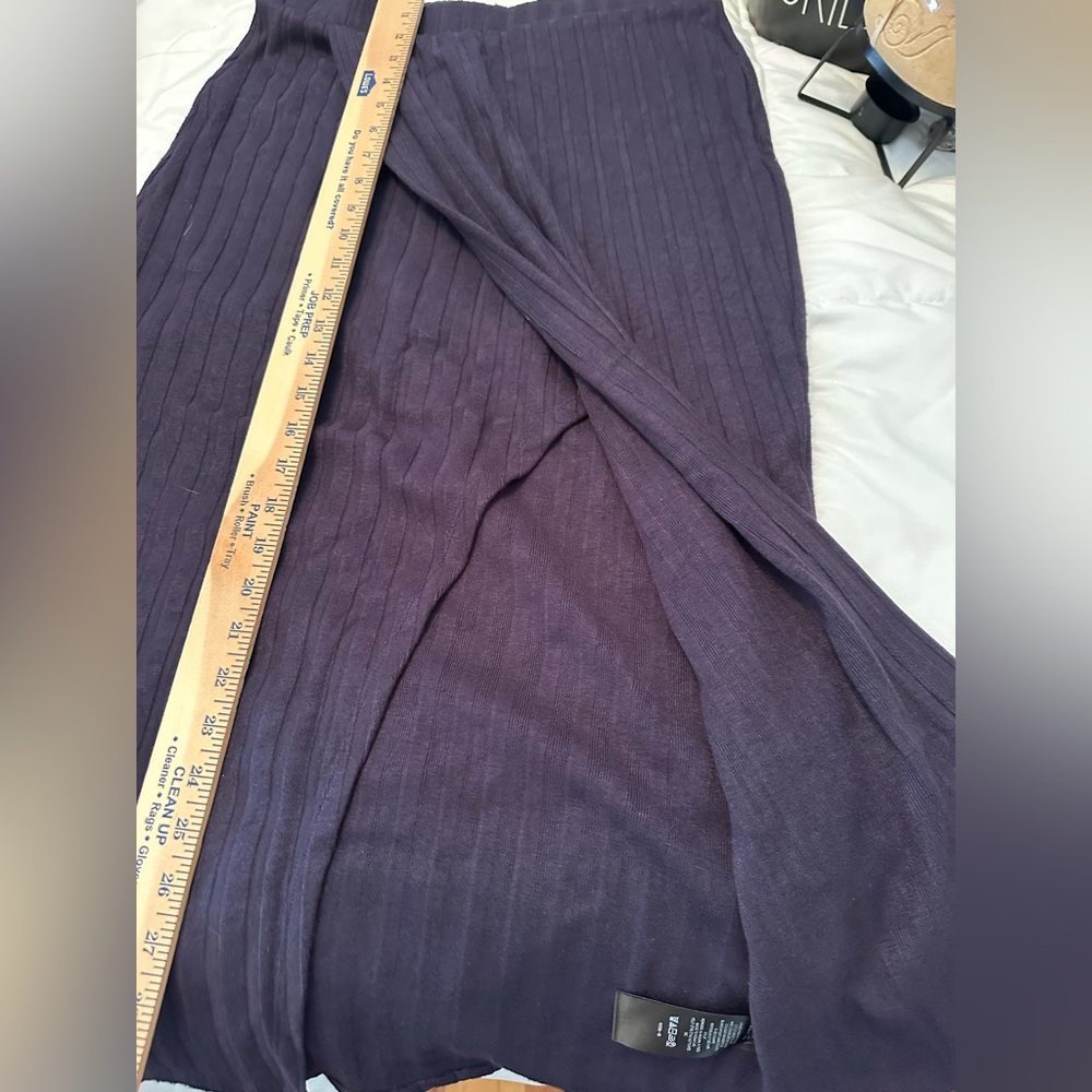 Anthropologie Maeve Leanna Navy Knit Faux Wrap Midi Skirt - Medium- NWT (H)